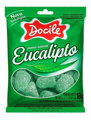 Kit 4 Caixas Bala De Goma De Eucalipto Docile C/24 Unidades