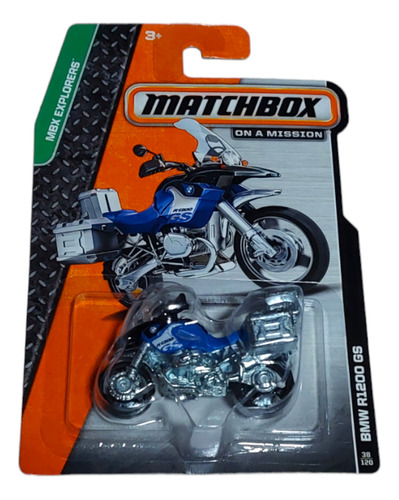 Matchbox Bmw R1200 Gs Moto Azul  38/120 Metal 2013