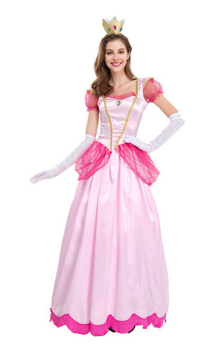 Vestido De Princesa Peach Disfraz De Fiesta De Halloween For Adultos