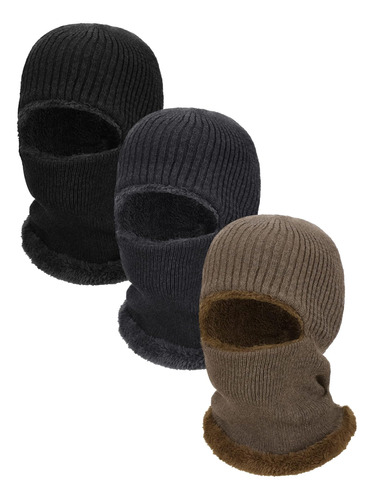 3 Piezas De Invierno Cálido Pasamontañas De Punto Gorro Cale