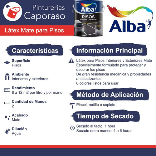 Alba Pisos Gris X 20lts - Caporaso Gris Ceniza Mate