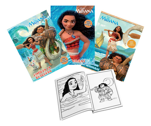 12 Libros Colorear Moana Iluminar Fiesta Cumple Piñata Bolo