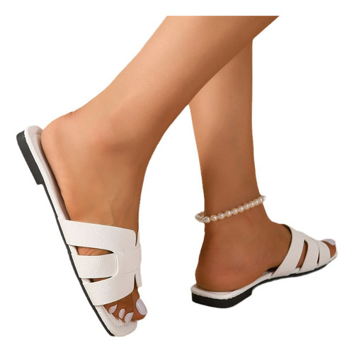 Zapatillas De Playa Con Punta Rectangular De Una Línea Para