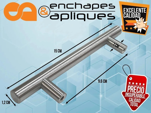 Imagen 2 de 5 de Manija Tiradera Tubular Acero 15 Cm X 12 Und 2600 C/u