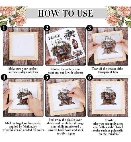 Whaline 10 Hojas De Transferencias De Flores Para Muebles Y
