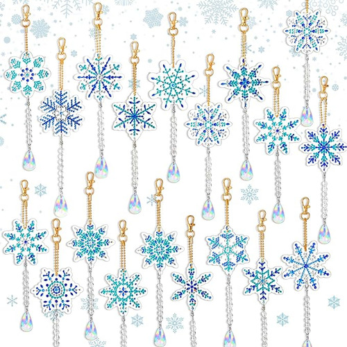 18 Piezas Adornos Diamantes Copos Nieve Navidad 5d Carillon