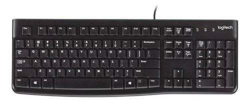 Teclado Logitech K120 QWERTY inglés US color negro