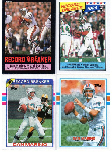 1985-1989 Topps Record Breaker Dan Marino Dolphins ( 4 ) Set