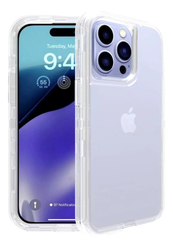 Funda Protector Uso Rudo Clear 360 Para Iph 15 Pro + 2 Micas