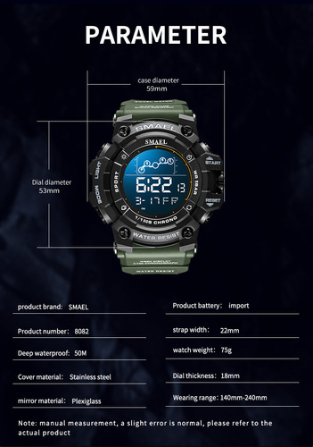 Reloj Electrónico Multifunción Deportivo Impermeable Para Es