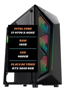 Pc Gamer I7 4770 16gb Ram Ssd 480gb Placa Vídeo Rtx 3050 8gb