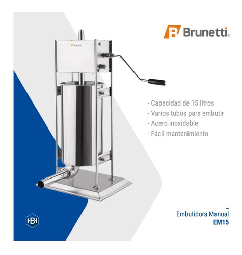 Embutidora Manual Brunetti Em15 - Capacidad 15 Litros