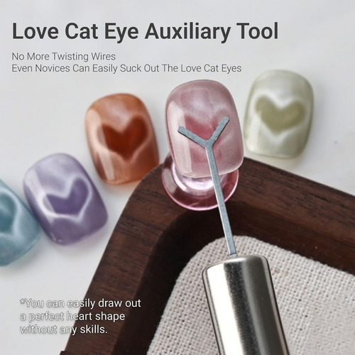 H 5pc Imán Corazón Ojos De Gato Para Uñas Con Guía Forma De