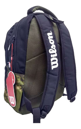 Mochila Wilson Juvenil Camuflaje Negro Verde Casual Diseño De La Tela Liso