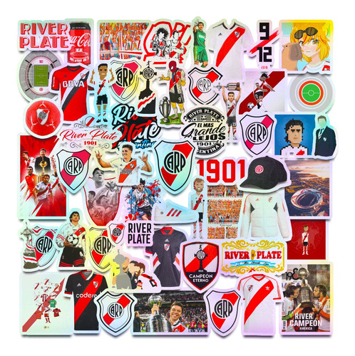 55 Stickers River Plate Calcos Holográficos Impermeables 