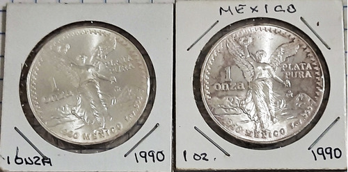 Medalla Plata México, 1 Onza Libertad, Años 1990-92-93.