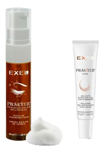 Scrub + Espuma Micelar Gel Cejas Pestañas Exel Promoter