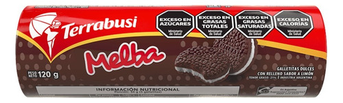 Galletitas chocolate Terrabusi Melba relleno sabor limon 120g