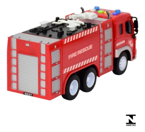 Caminhão De Bombeiros City Rescue Sons E Luzes Fricção Cor Vermelho Personagem Bombeiro