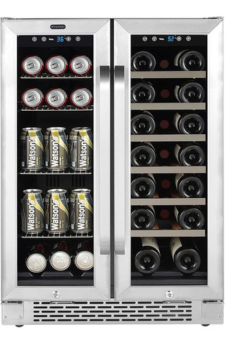 Frigobar Acero Inoxidable Combo 20 Botellas De Vino 60 Latas