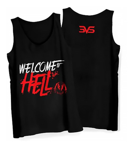 Camiseta Regata Preta Welcome To Hell 3vs