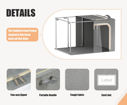 Contenedores Almacenamiento Ropa 3 Aberturas Metal Plegables