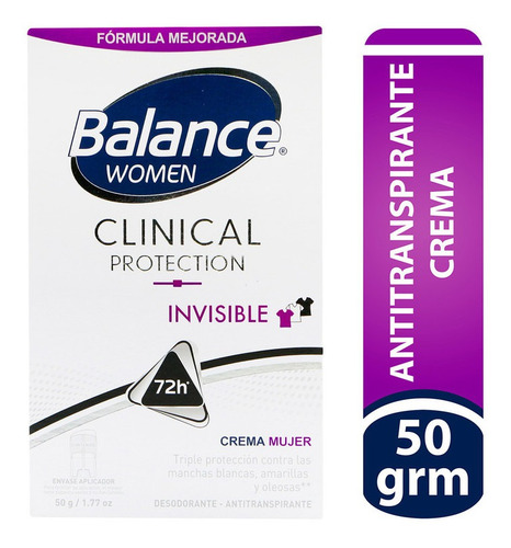 Desodorante Balance Crema Clinical Invisible Mujer 50gr