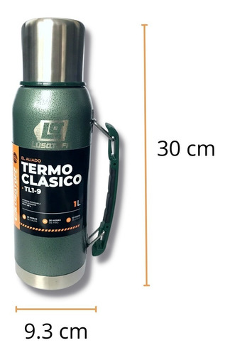 Termo 1 Litro Acero Inoxidable Lusqtoff Frio Y Calor Militar Color Verde