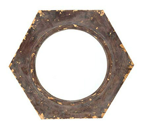 Espejo Cosmético Vintage Hexagonal Bronce 23.5  X 27  X 3.5 