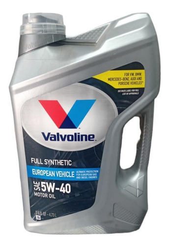 Aceite Valvoline Sintetico European Vehicle  5w40 X 4.73l