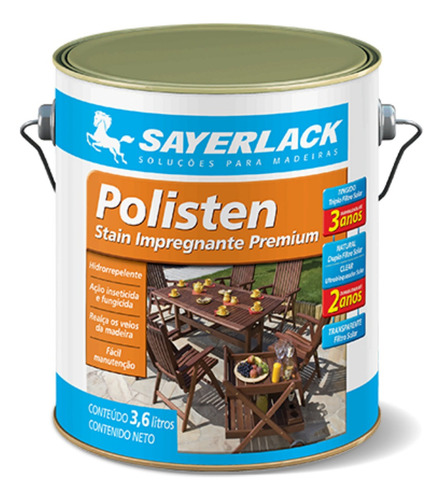 Polisten Transparente Sayerlack 3,6l Impregnante Sta-in Acabamento Acetinado