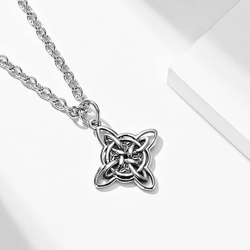 Collar Dije Nudo De Brujas Celta Amuleto Acero Inoxidable Dije Nudo De Brujas Celta Amuleto Acero Inoxidable Plateado