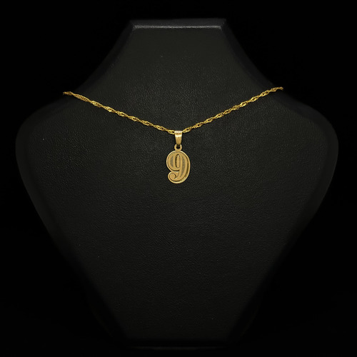Cadena Y Dije Números Oro 18k 9 - Nueve 40 Cm