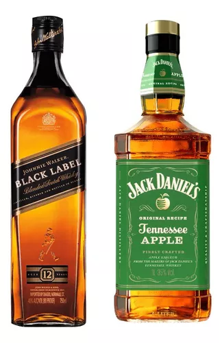 Whisky Johnnie Walker Black Label + Jack Daniel's Apple 1l