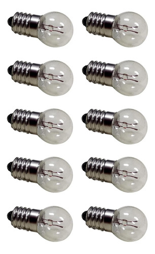 Pack Of 10 E10 Miniature Screw Base Light Bulbs, 6.3v / 0.5a
