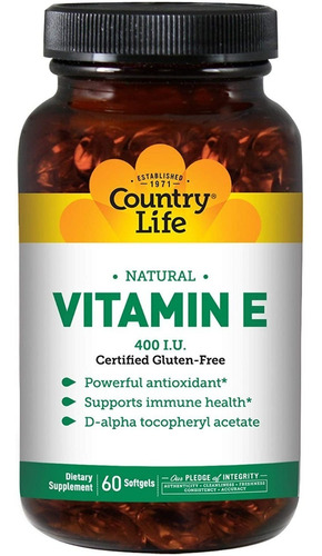 Country Life Vitamina E 60 Cps - Unidad a $5105
