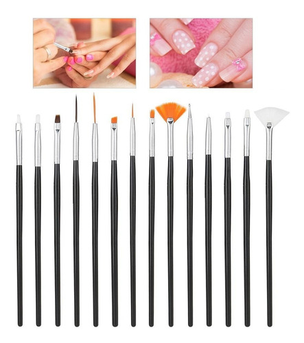 Set 15 Pinceles Nail Art Decoracion Uñas Esculpidas