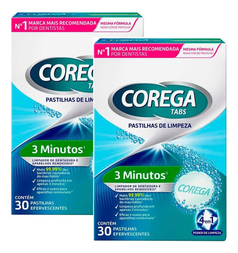 Corega Tabs 3 Minutos Limpador De Dentaduras 60 Unidades