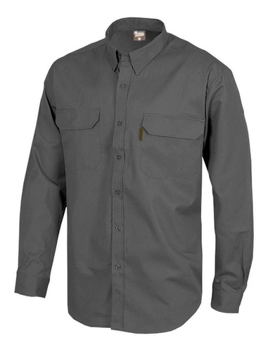 Camisa Básica Trabajo Hombre Gris Manga Larga