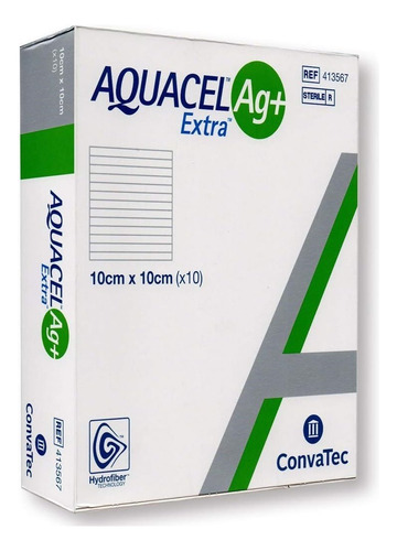 Aquacel Extra Alginato De Plata Convatec 10cmx10cm Caja X10