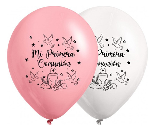 Paquete Globos Impreso Primera Comunión X36 Unidades