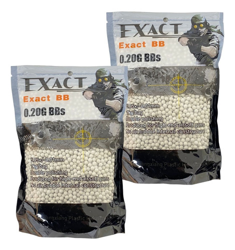 Pack 2 Bolsas Balines Airsoft 1kg 0.20g - Airsoft Paintball