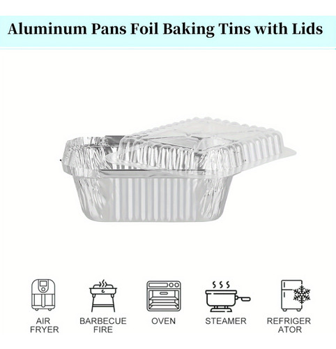 50pcs Bandejas Desechables De Aluminio Con Tapas,