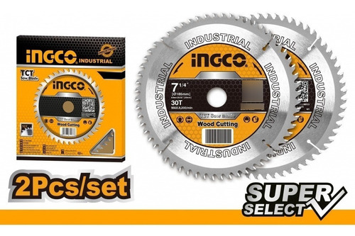 Set X2 Discos (7-1/4 ) 30d Ingco Super Select Tsb118510
