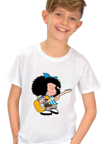 Imagen 4 de 6 de Remera Mafalda Guitarra Modal Premium Hombre Mujer Niños