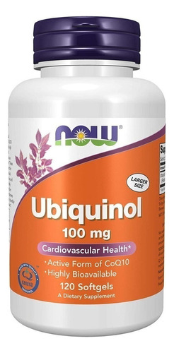 Ubiquinol 100 mg Now Foods CoQ10 Active Form 120 cápsulas blandas, sabor sin sabor