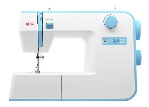 Máquina de coser Alfa Style 30 portable blanca y celeste 220V