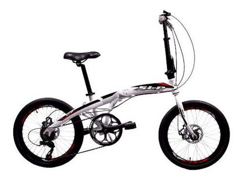 Bicicleta urbana plegable SLP F-50 R20 7v frenos de disco mecánico cambio Shimano Tourney TZ500 color blanco/negro