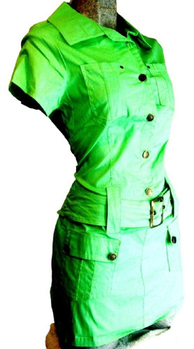 Imagen 1 de 2 de Mini Vestido Bluson Popelina Algodon Moda Primavera Verano