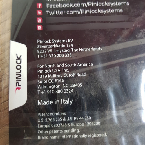 Pelicula Antiembaçante Pinlock Original Vz150 Shark Evo One